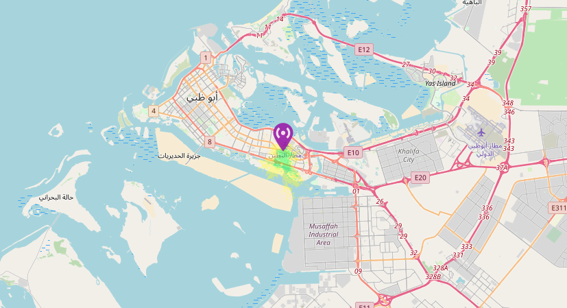 FM Coverage Map for 0.5W @ 10mH at Zayed Sport City Parking Lot