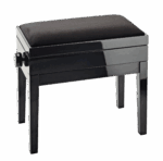 K&M 13950‑100‑21 – Adjustable Piano Bench with Sheet Music Storage (Black Gloss & Velvet Seat)